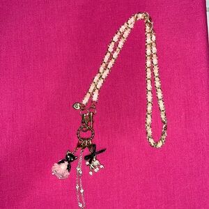 Ballerina kitty and jeweled poodle pendants on Betsey Johnson necklace